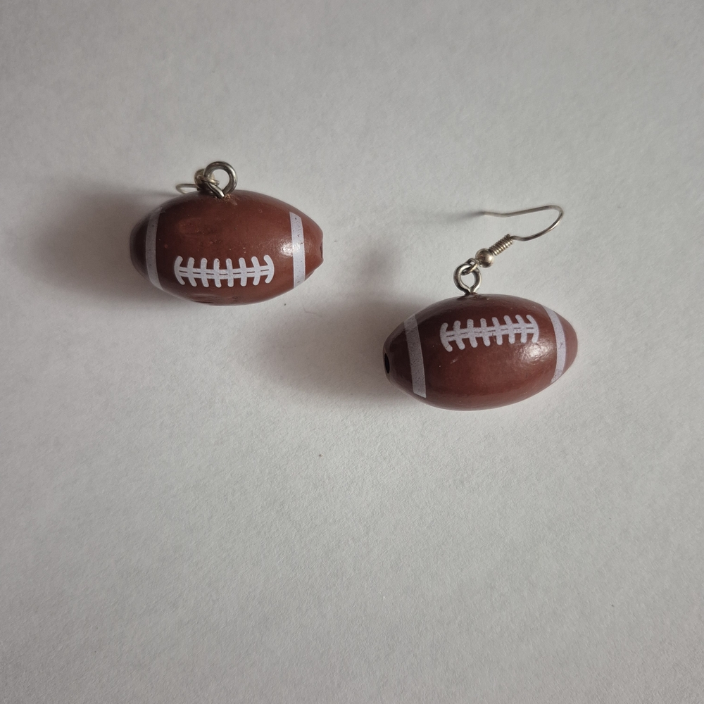 Brown Football Earrings